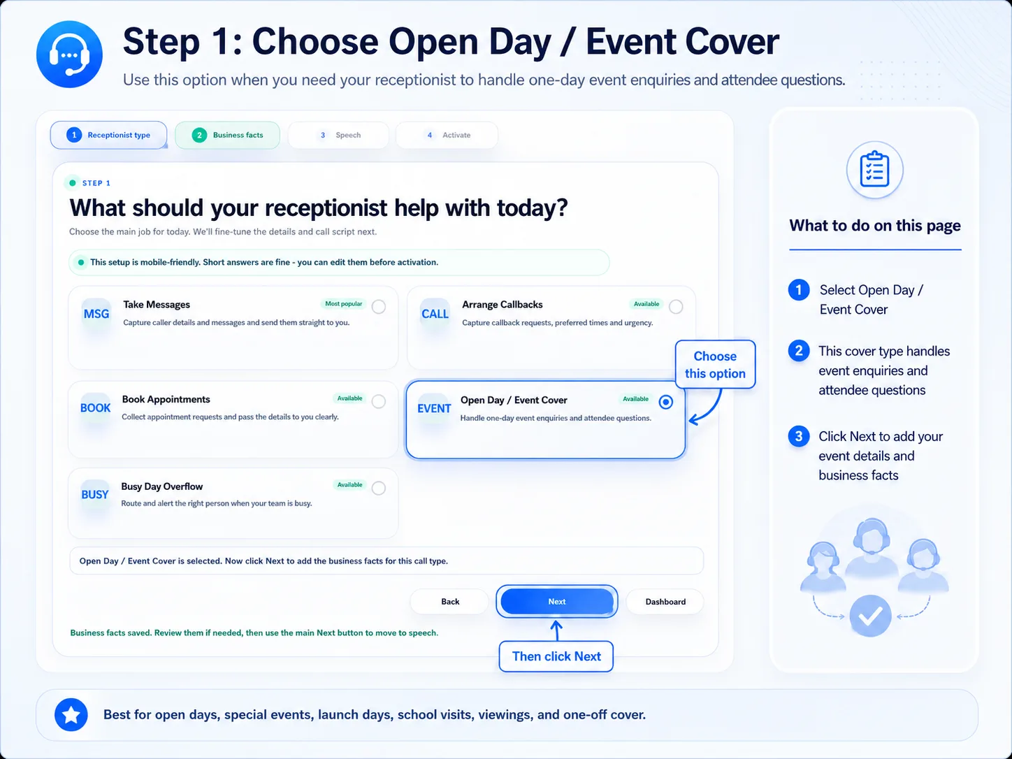 Event Cover setup guide slide 1