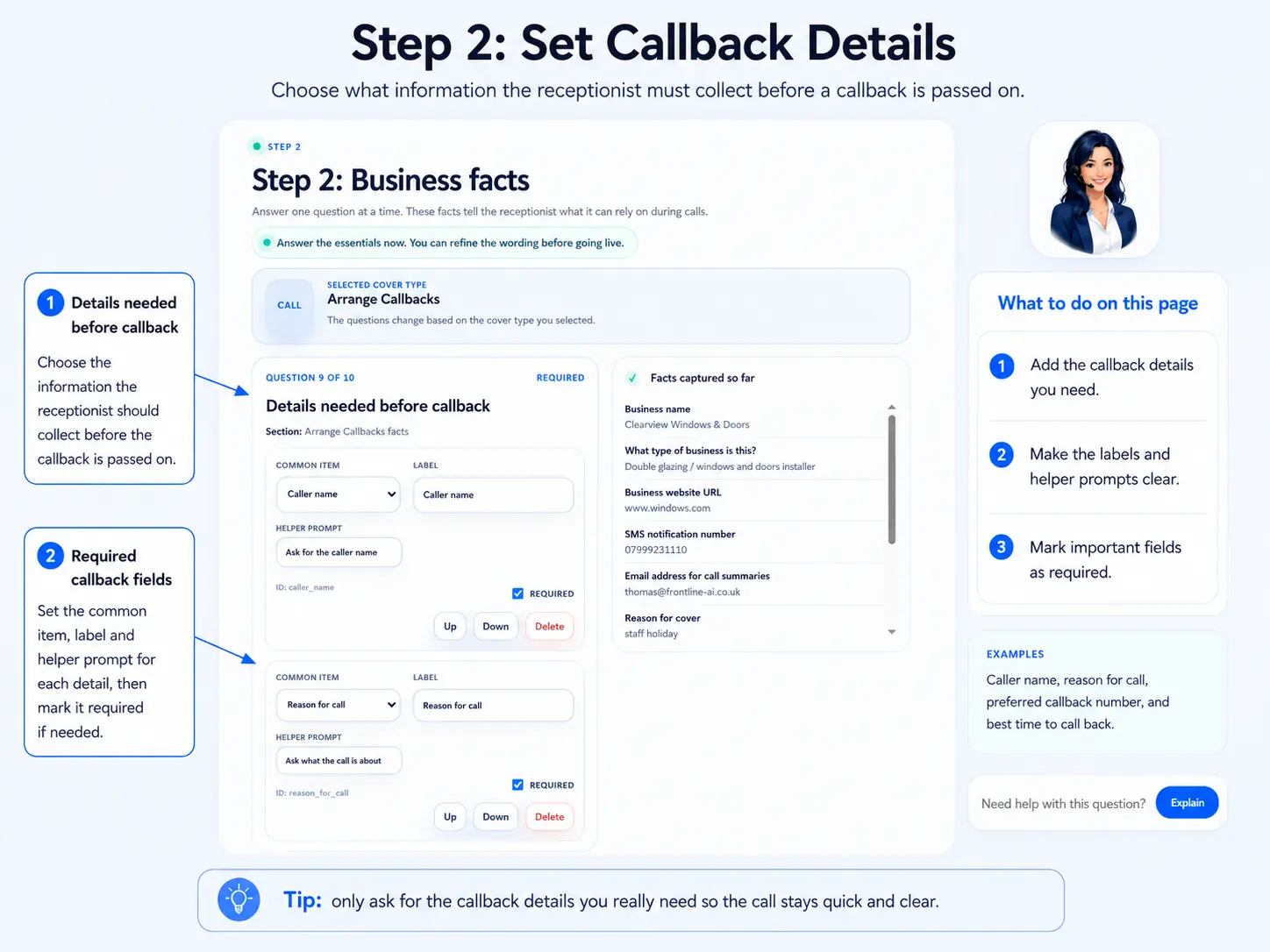 Arrange Callbacks setup step 10