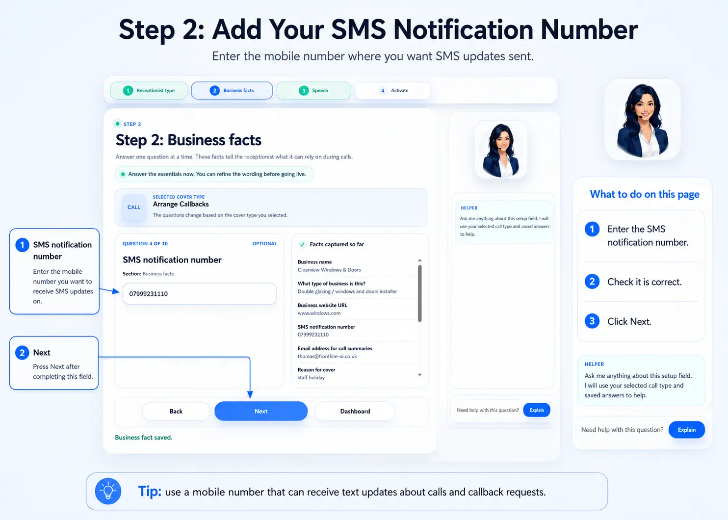 Arrange Callbacks setup step 5